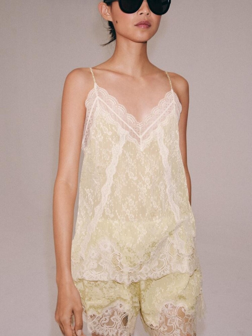 Zara Jacquard Lace Top Yeloow Sz XL Bnwt Ajustable Straps ZW Collection